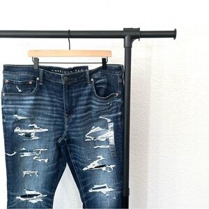 NEW American Eagle AirFlex+ Ultrasoft Skinny Ripped Dark Wash Jean Men’s 40x30